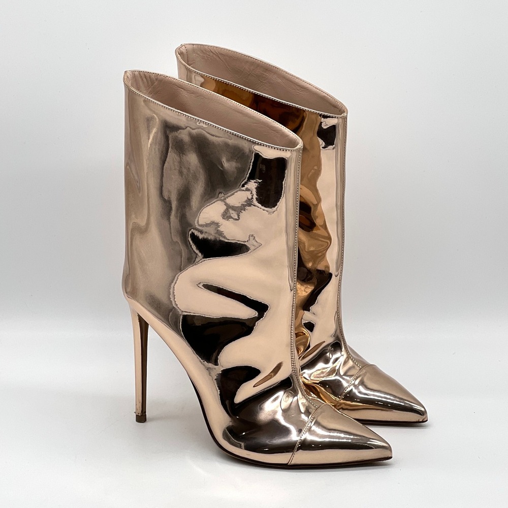ALEXANDRE VAUTHIER Alex Low Boot 7.5 Rose Gold Metallic Leather Pointed Toe